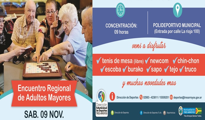 Encuentro regional de adultos mayores en Tres Arroyos