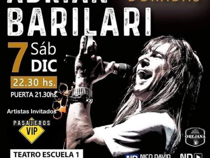 El 7 de diciembre, Adrián Barilari presentará Canciones Doradas