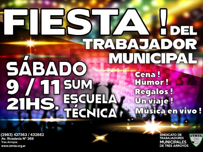 El sábado venidero se viene la tradicional cena y baile del Sindicato Municipal