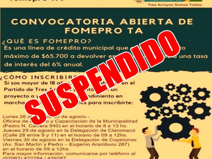 Se suspenden las inscripciones para FOMEPRO