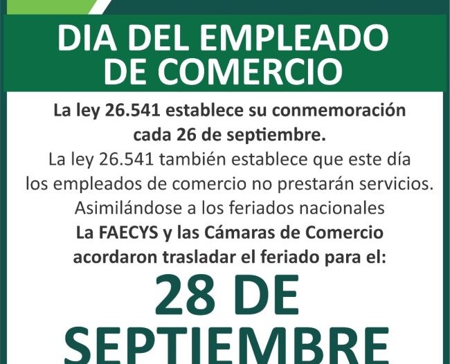 Empleados mercantiles tendrán su feriado conmemorativo el lunes venidero