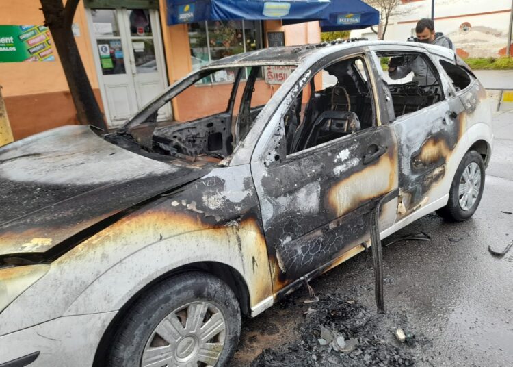 Daños totales por incendio de un auto en Roca y Mitre