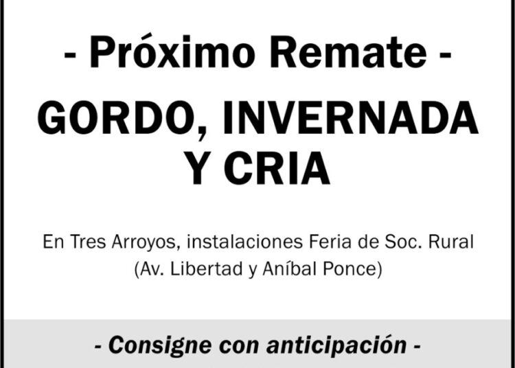 El 6 de mayo, nuevo remate de Arzoz & cía. en el predio ferial