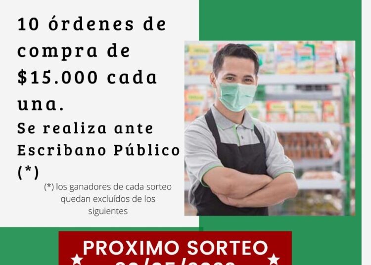 El lunes, nuevo sorteo de diez órdenes de compra por $15 mil cada una en Empleados de Comercio