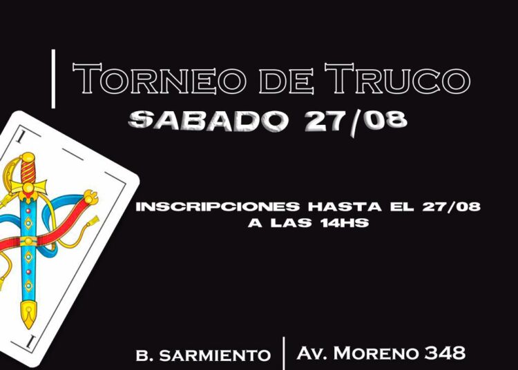 El sábado, la Sarmiento organiza torneo de truco con $100 mil en premios