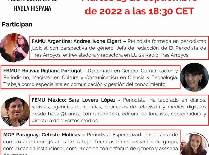 El martes 13, ponencia virtual sobre periodismo de género con especialista local
