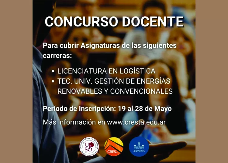 CRESTA: Nuevos llamados a concurso docente para carreras de UPSO