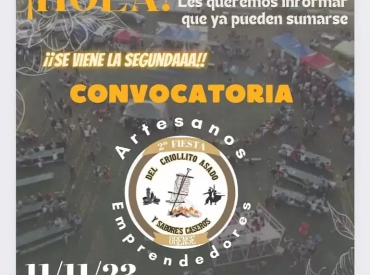 Fiesta del Criollito Asado en Orense: abren inscripción para artesanos y emprendedores