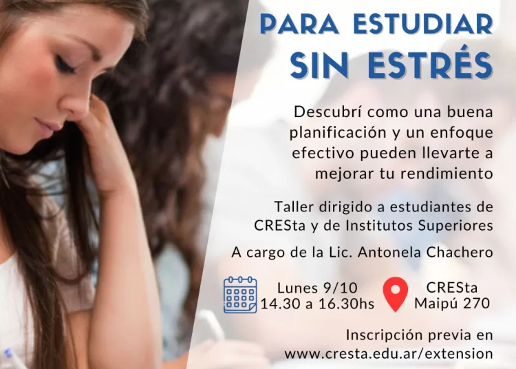 El 9 próximo, taller «Claves para estudiar sin estrés»