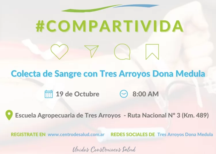 El próximo 19, jornada de donación de sangre en la Escuela Agropecuaria