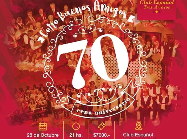 El sábado, cena en el Club Español por el septuagésimo aniversario del Coro Buenos Amigos