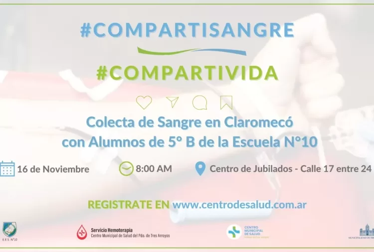 Nueva colecta de sangre con los estudiantes secundarios de Claromecó