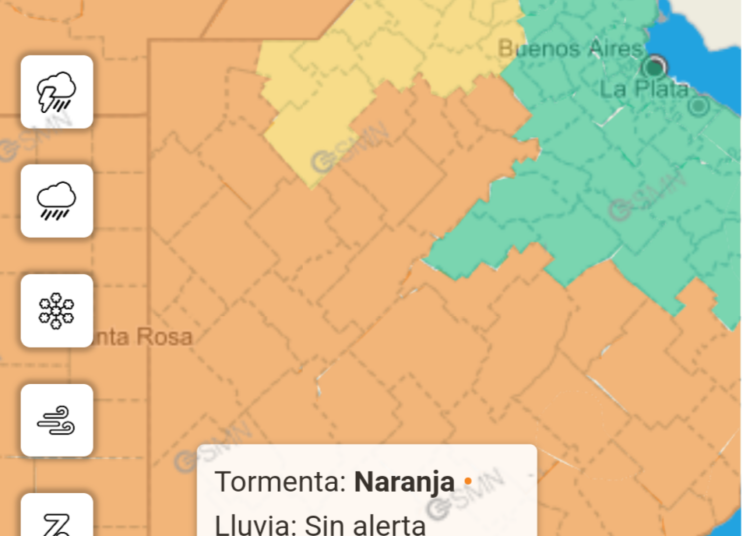 Por segunda vez en la semana, emiten alerta naranja por tormentas