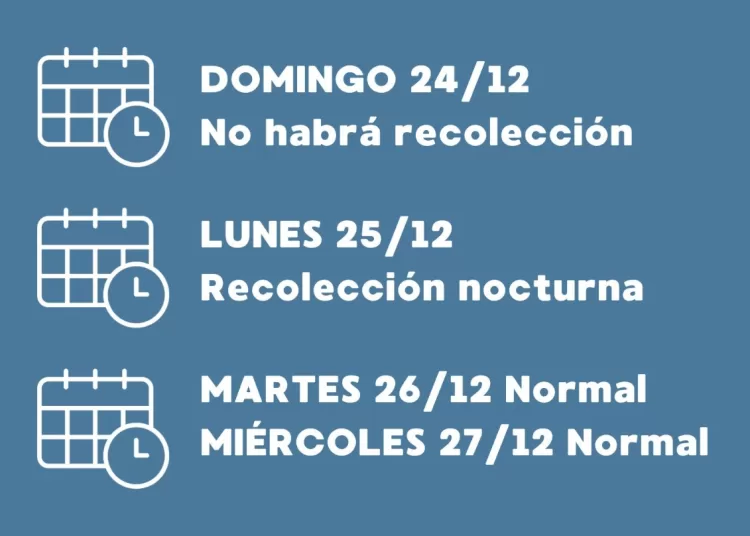 Cronograma de recolección de residuos para navidad
