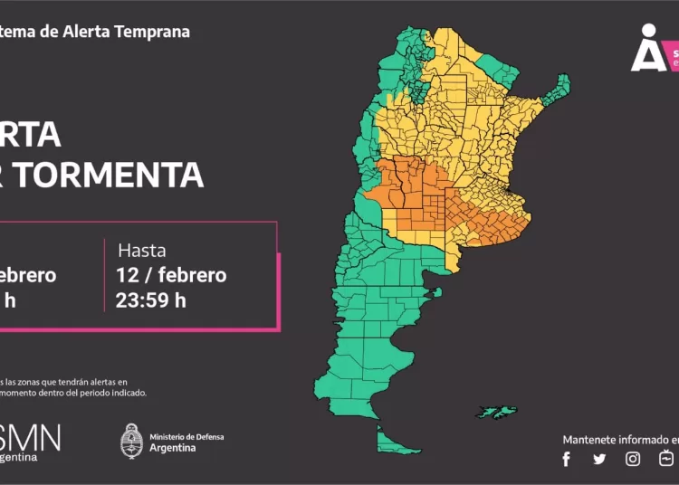 Rige un alerta naranja por tormentas hasta la medianoche del martes
