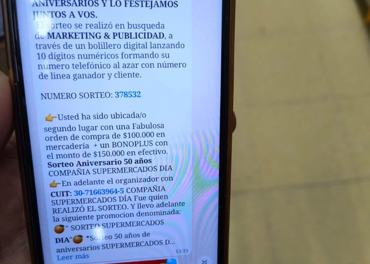 Denuncian intento de ciberestafa con un falso sorteo de Supermercado Día