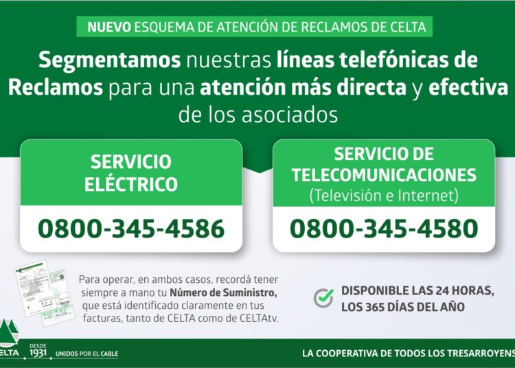 CELTA habilitó dos nuevos números para reclamos de electricidad y telecomunicaciones