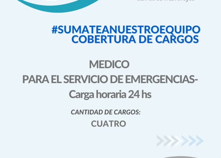 Cobertura de cargo médico para emergencias del Centro Municipal de Salud