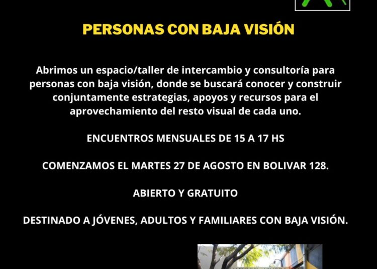 A partir del 27 ofrecerán taller para personas con baja visión en la Biblioteca Ilusiones