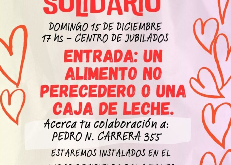 El domingo ofrecerán videoteatro solidario navideño en el Centro de Jubilados
