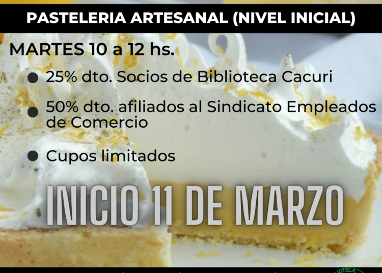 Brindarán talleres de pastelería y postres en la Biblioteca Cacuri