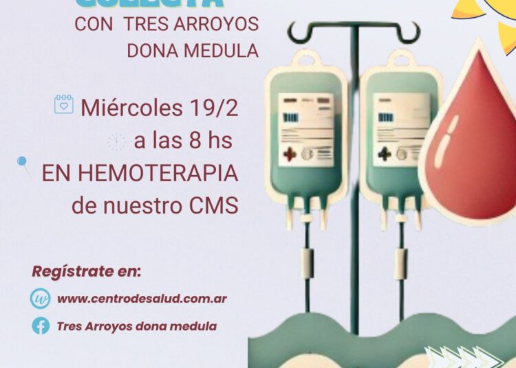 Nueva colecta de sangre con Tres Arroyos Dona Médula este 19 de febrero