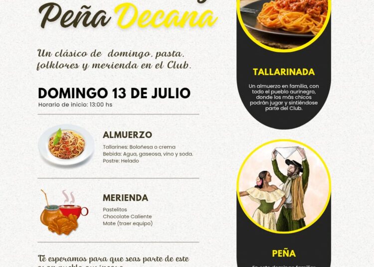 El 13 de julio habrá tallarinada y peña folclórica en El Nacional