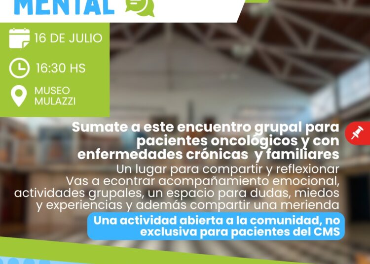 El servicio de Oncología del Centro Municipal de Salud invita a un encuentro para pacientes oncológicos y con enfermedades crónicas