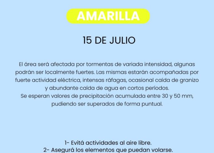 Alerta meteorológica para Tres Arroyos y la región