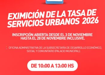 Chaves Municipio informa: se abre la inscripción para la eximición de la tasa de servicios urbanos 2026
