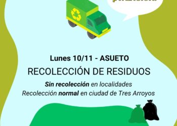 Servicio de recolección de residuos funcionará con normalidad en Tres Arroyos este lunes
