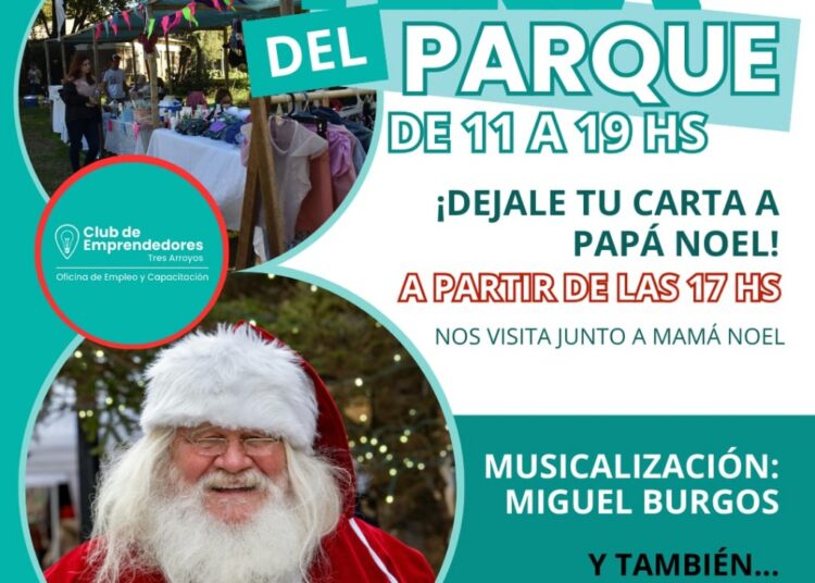 El parque se prepara para una jornada festiva con la feria de emprendedores y la llegada de Papá Noel