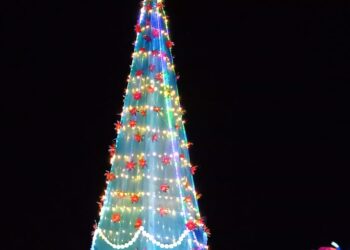 San Francisco de Bellocq celebró la navidad con el encendido del árbol y la visita de papá noel