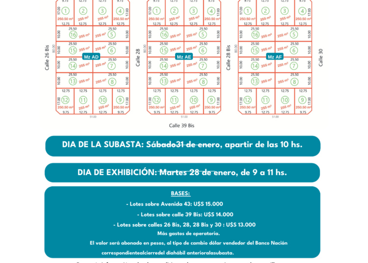 Subastas de lotes en Claromecó