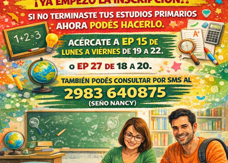 Educación Primaria de Adultos: Inscripciones abiertas para el Ciclo Lectivo 2026