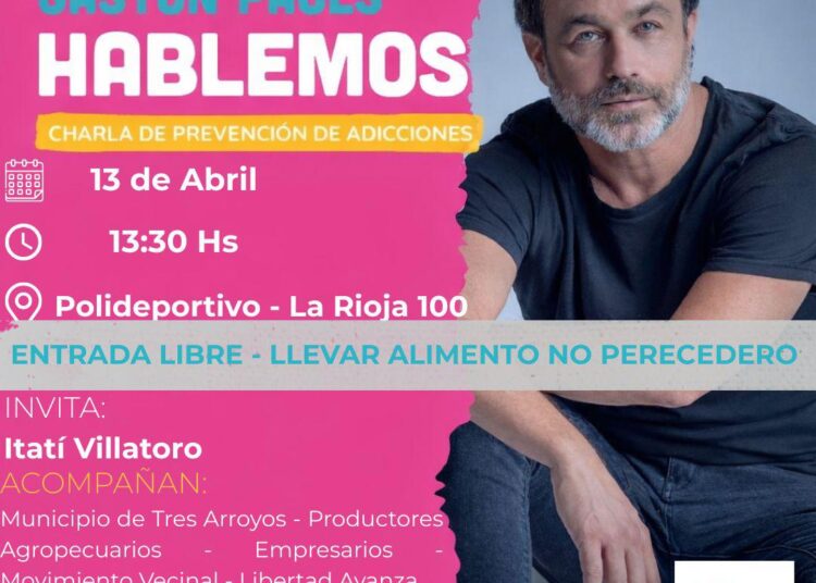 Gastón Pauls regresa a la ciudad para brindar una charla abierta sobre prevención de adicciones