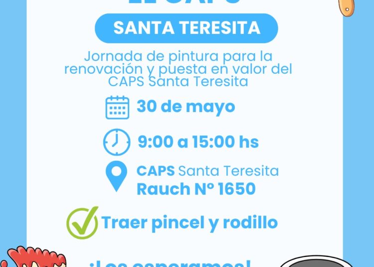 Convocan a una jornada solidaria para pintar y poner en valor el CAPS del barrio Santa Teresita