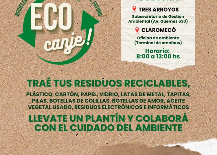 Compromiso verde en el distrito: organizan una jornada simultánea de Ecocanje en Tres Arroyos y Claromecó