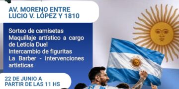 Fiebre celeste y blanca en la calle: organizan «Emprende Mundial» con pantalla gigante en la Avenida Moreno
