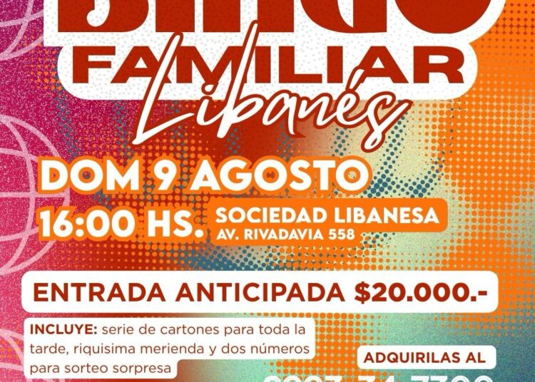 La Sociedad Libanesa organiza un nuevo bingo familiar para continuar con la puesta en valor de su histórica sede