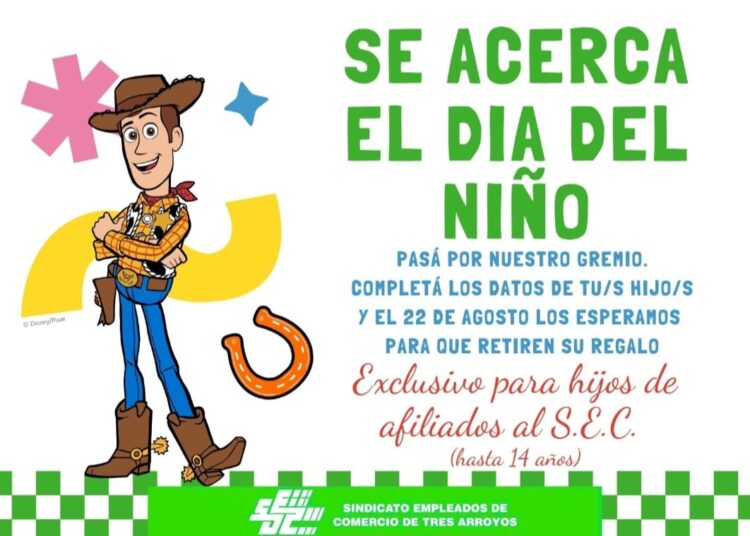 El Sindicato de Empleados de Comercio entregará regalos por el Día del Niño a hijos de afiliados