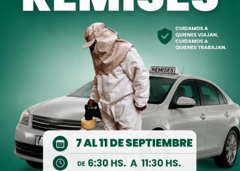Controles sanitarios: realizarán la jornada obligatoria de desinfección de remises en Tres Arroyos
