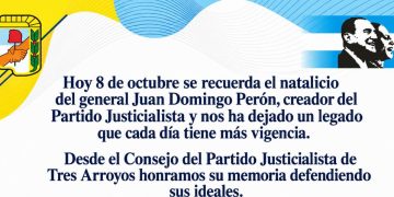El Partido Justicialista de Tres Arroyos recordó el natalicio de Juan Domingo Perón