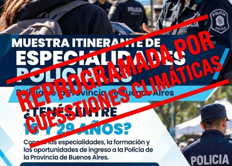 Reprogramaron por mal tiempo la Muestra Itinerante de Especialidades Policiales en Tres Arroyos