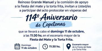 Copetonas se prepara para celebrar su 114° aniversario en el marco de la Fiesta del Mate y la Torta Frita