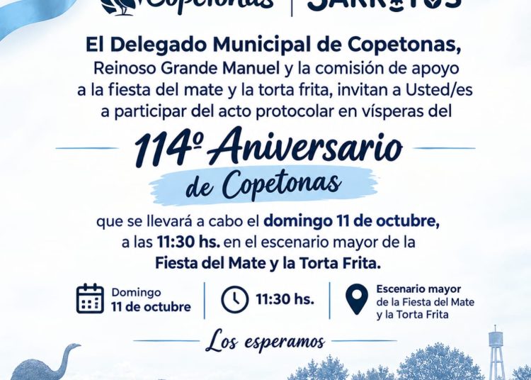 Copetonas se prepara para celebrar su 114° aniversario en el marco de la Fiesta del Mate y la Torta Frita