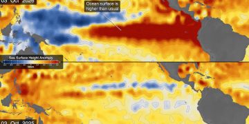 Los satélites de la NASA detectan señales clave en el océano Pacífico que anticipan un fenómeno de El Niño de magnitud extrema